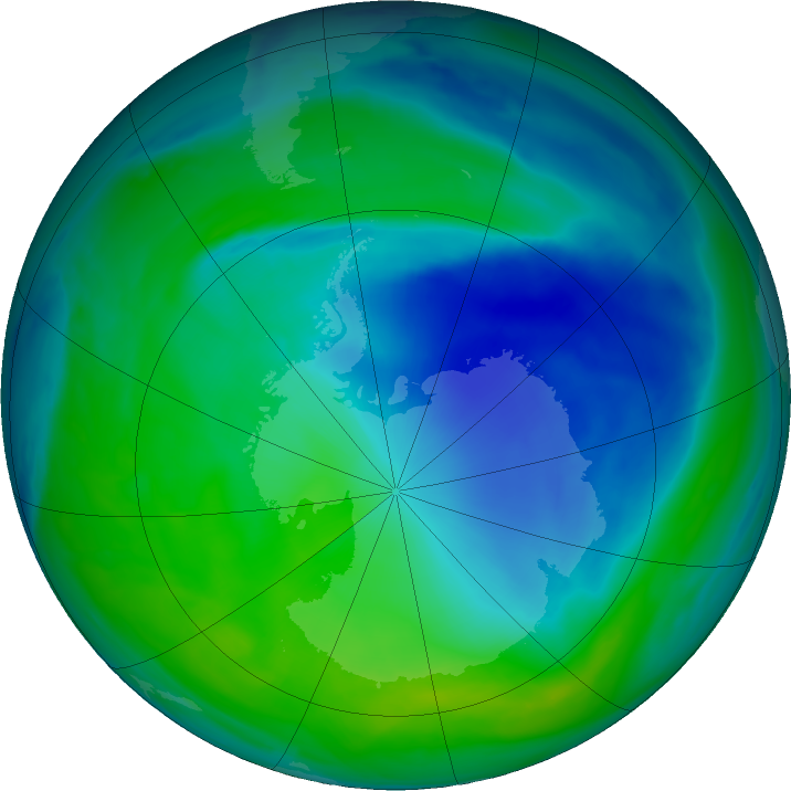 Antarctic ozone map for 04 December 2022